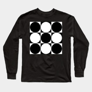 60's Retro Big Dots in Black and White Long Sleeve T-Shirt